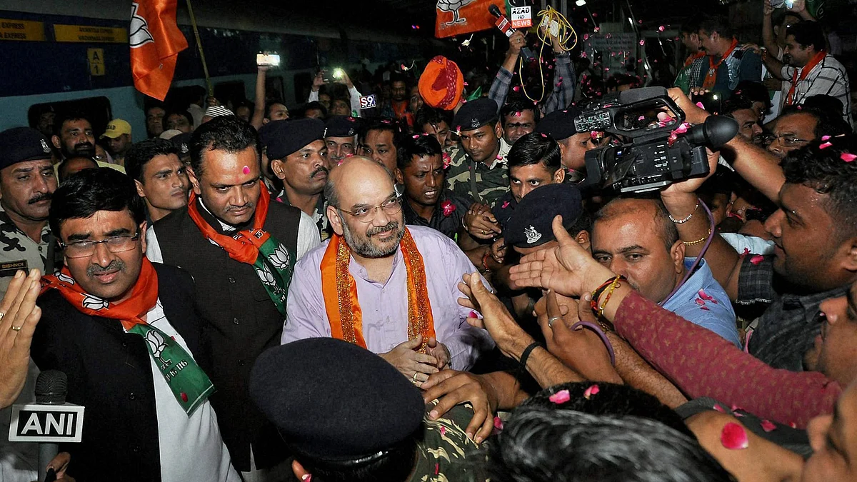 Amit Shah in Surat. (Photo: PTI)