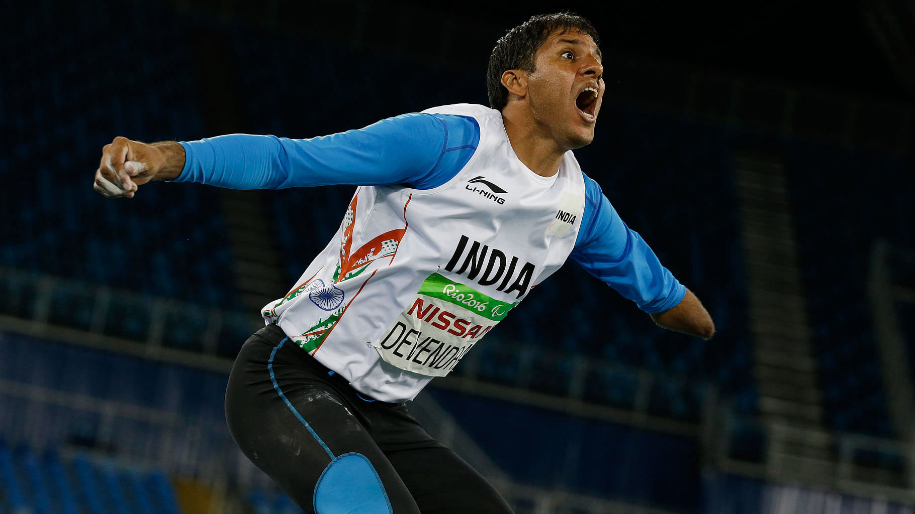 India’s Devendra Jhajharia reacts after his last throw in the men’s javelin throw F46 final of the Paralympic Games in Rio de Janeiro. (Photo: AP)