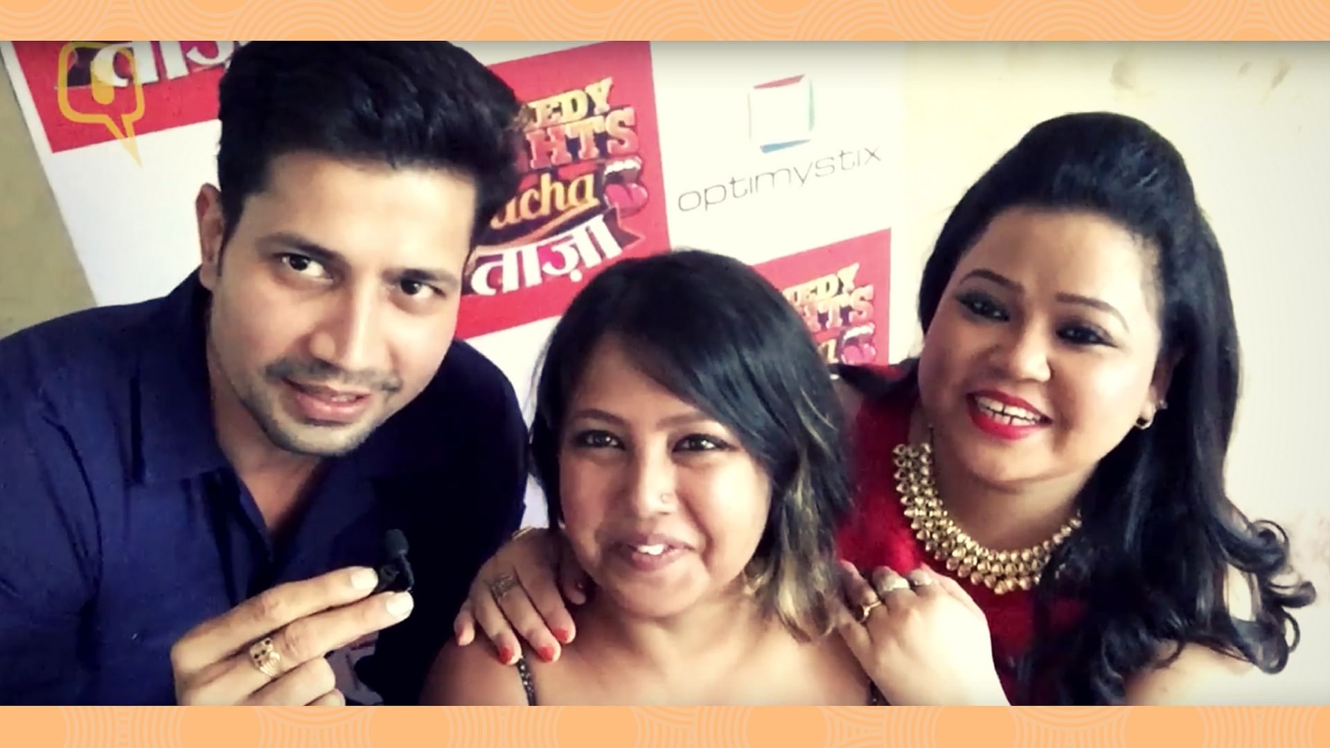 Sumeet Vyas, Abira Dhar and Bharti Singh goof around on the sets of <i>Comedy Nights Bachao Taaza. </i>