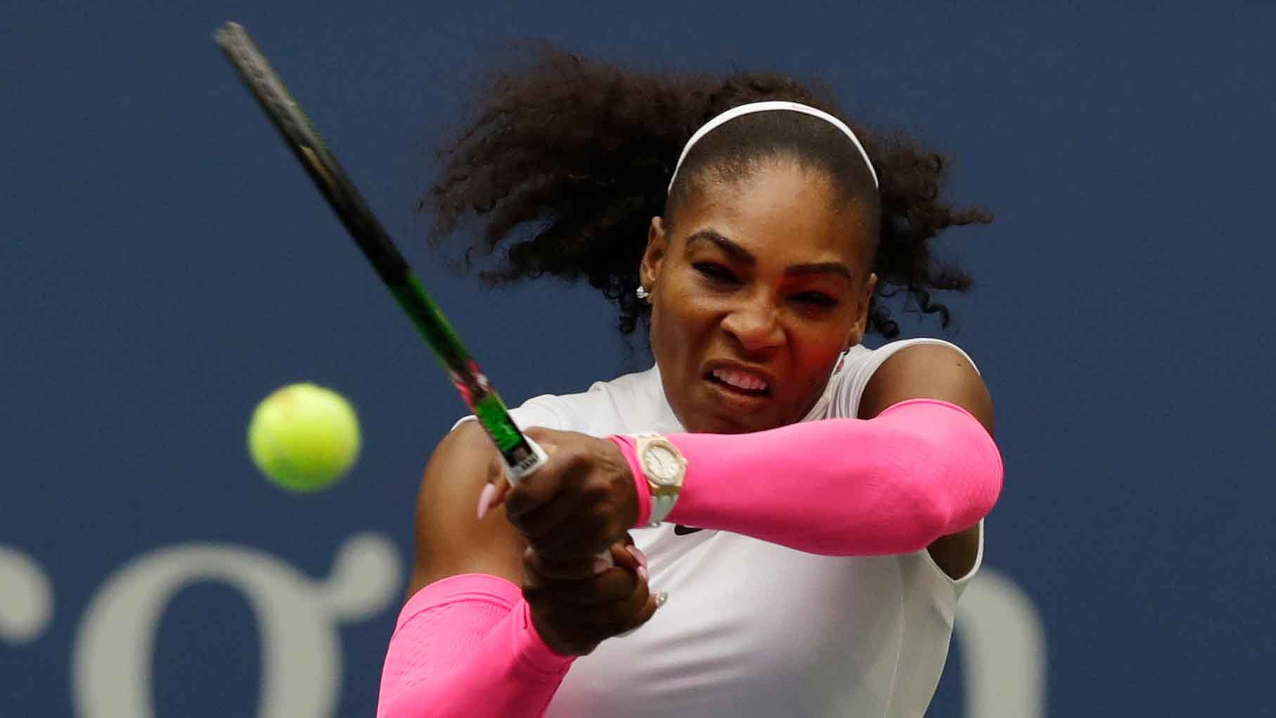 Serena Williams in action is the fourth round match at the US Open. (Photo: AP)