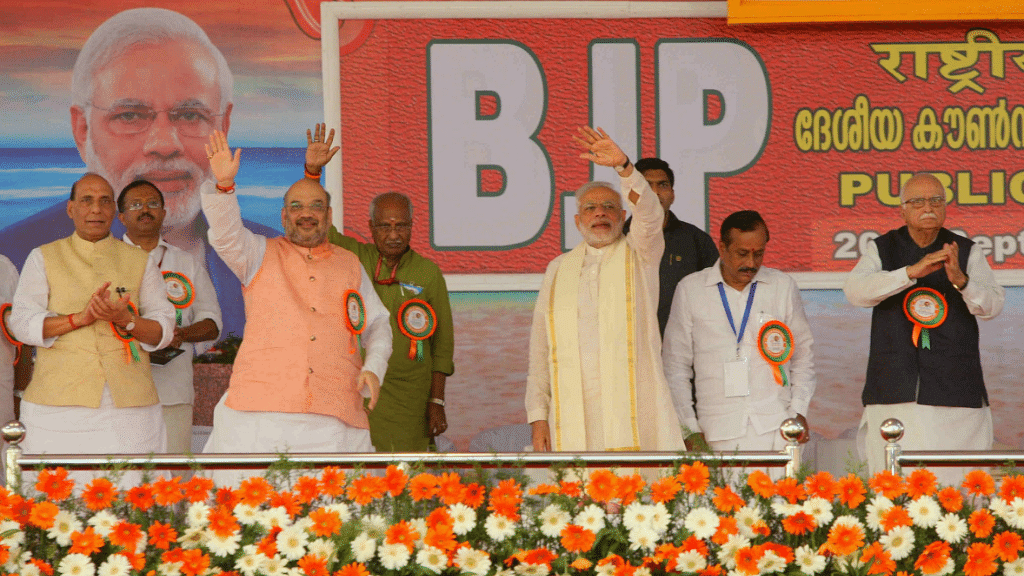 BJP leaders at the party’s National Council in Calicut. (Photo Courtesy: Twitter/<a href="https://twitter.com/AmitShah/status/779737140368445440">@Amit Shah</a>)