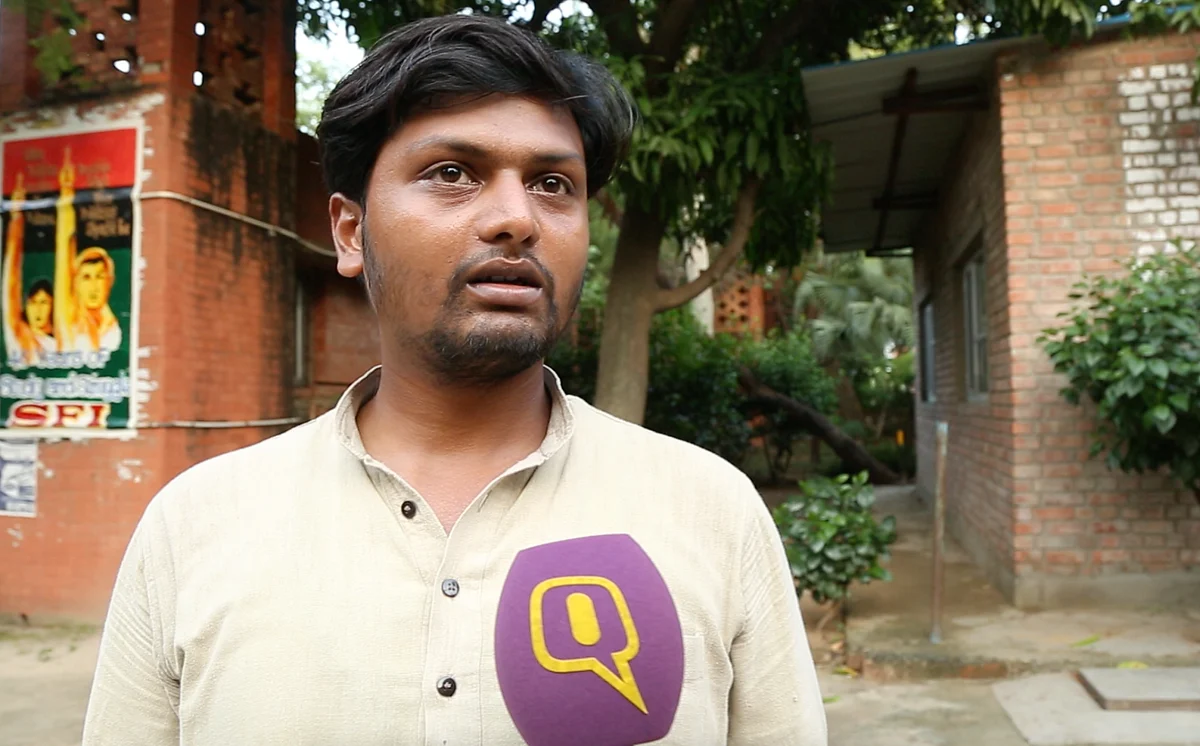 Saurabh Sharma was at the forefront in ABVP’s rally against alleged anti-national activities on the JNU campus. (Photo: <b>The Quint</b>) 