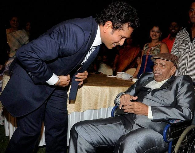 Sachin Tendulkar has always expressed his gratitude to his childhood coach Ramakant Achrekar. (Photo Courtesy: PTI)