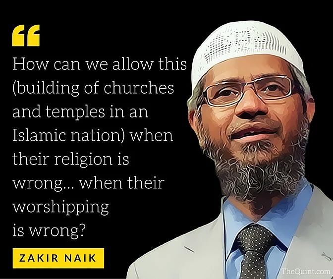 A quote from one of Zakir Naik’s speeches. (Photo: <b>The Quint</b>)