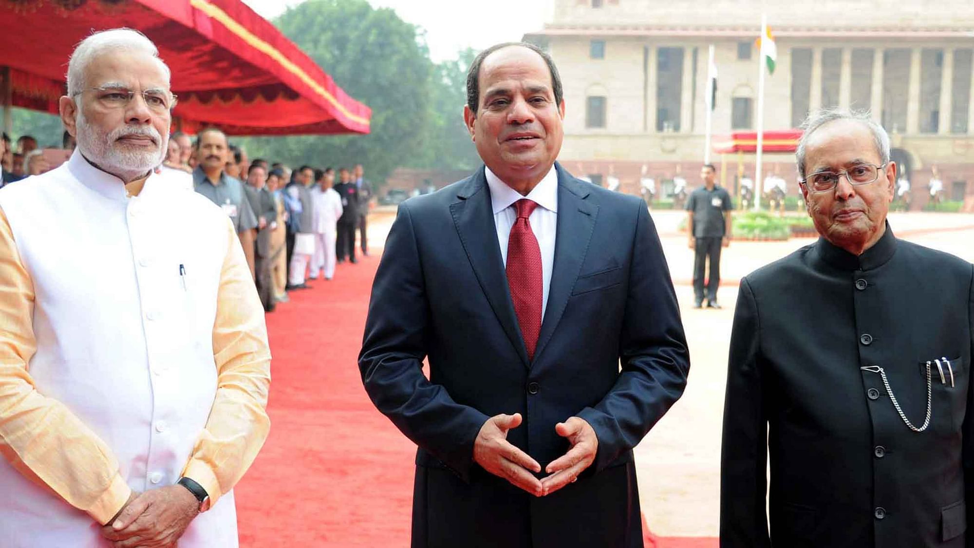 Narendra Modi, Prime Minister of India; Abdel Fattah Al-Sisi, President of Egypt, Pranab Mukerjee, President of India. (Photo Courtesy: PIB)