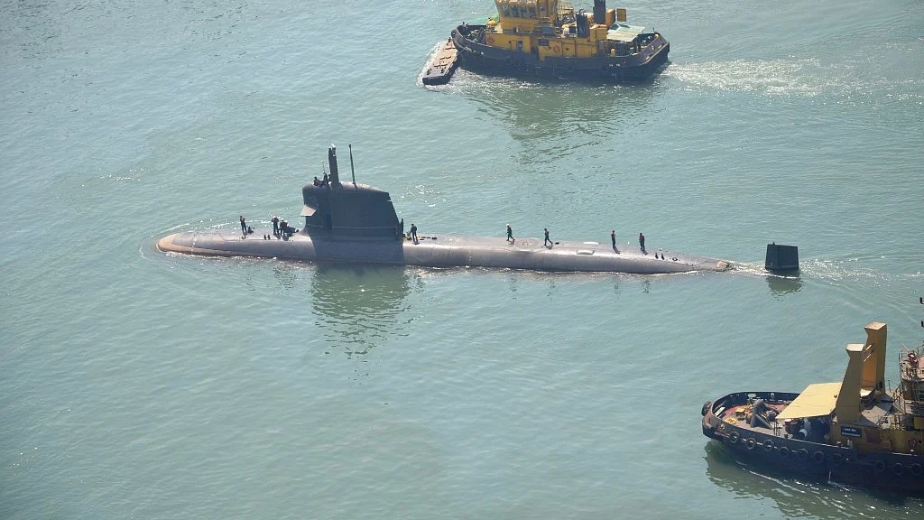 “Kalvari” being built at the Mazagon Dock Shipbuilders Ltd Mumbai ventures into the sea for the first time as trials begin off Mumbai coast, 1 May, 2016. (Photo: IANS)