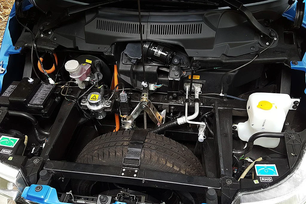 The electric motor on the Mahindra e2o Plus. (Photo Courtesy: MotorScribes)