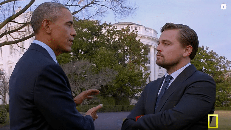 Leonardo DiCaprio interviews US President Barack Obama for ‘Before the Flood’. (Photo: YouTube Screenshot)