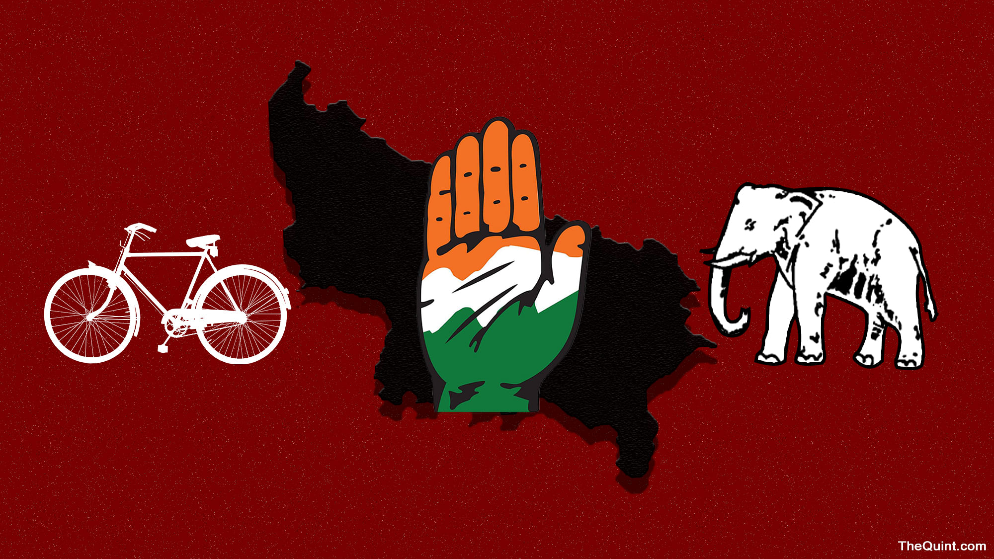 In a four-cornered contest in UP, every party is trying to woo the Congress  for the party’s 6-8 percent vote share. (Photo: Rhythum Seth/ <b>The Quint</b>)
