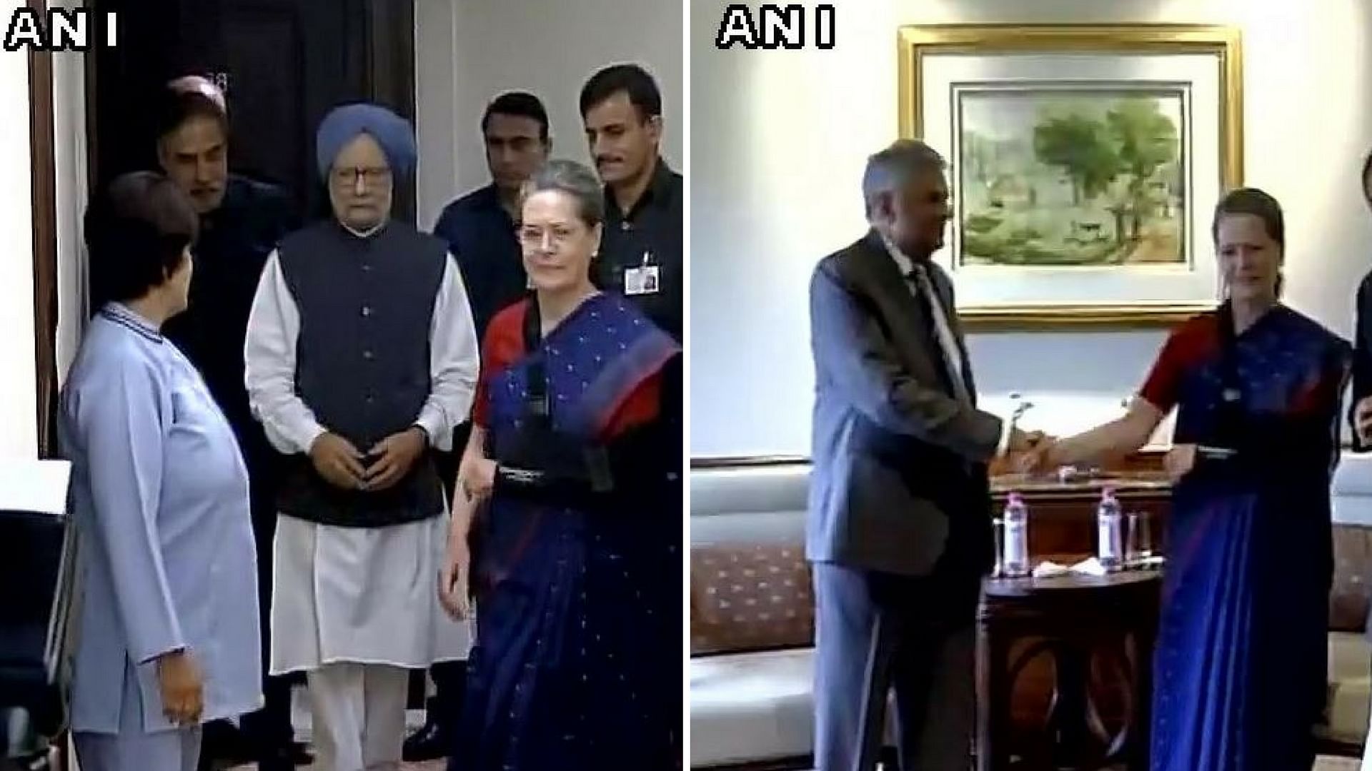 Former PM Manmohan Singh and Congress President Sonia Gandhi met Sri Lanka PM Ranil Wickeremesinghe (Photo: ANI)