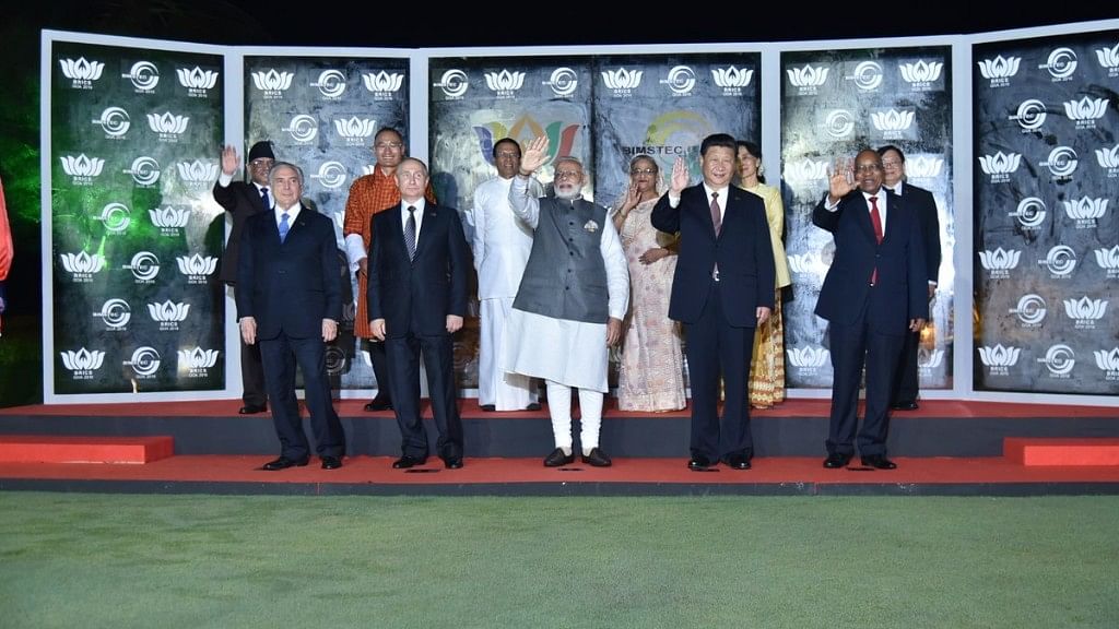 BRICS-BIMSTEC leaders in Goa on Sunday, 16 October 2016. (Photo Courtesy: Twitter/<a href="https://twitter.com/PIB_India/status/787653935649742848">@PIB_India</a>)