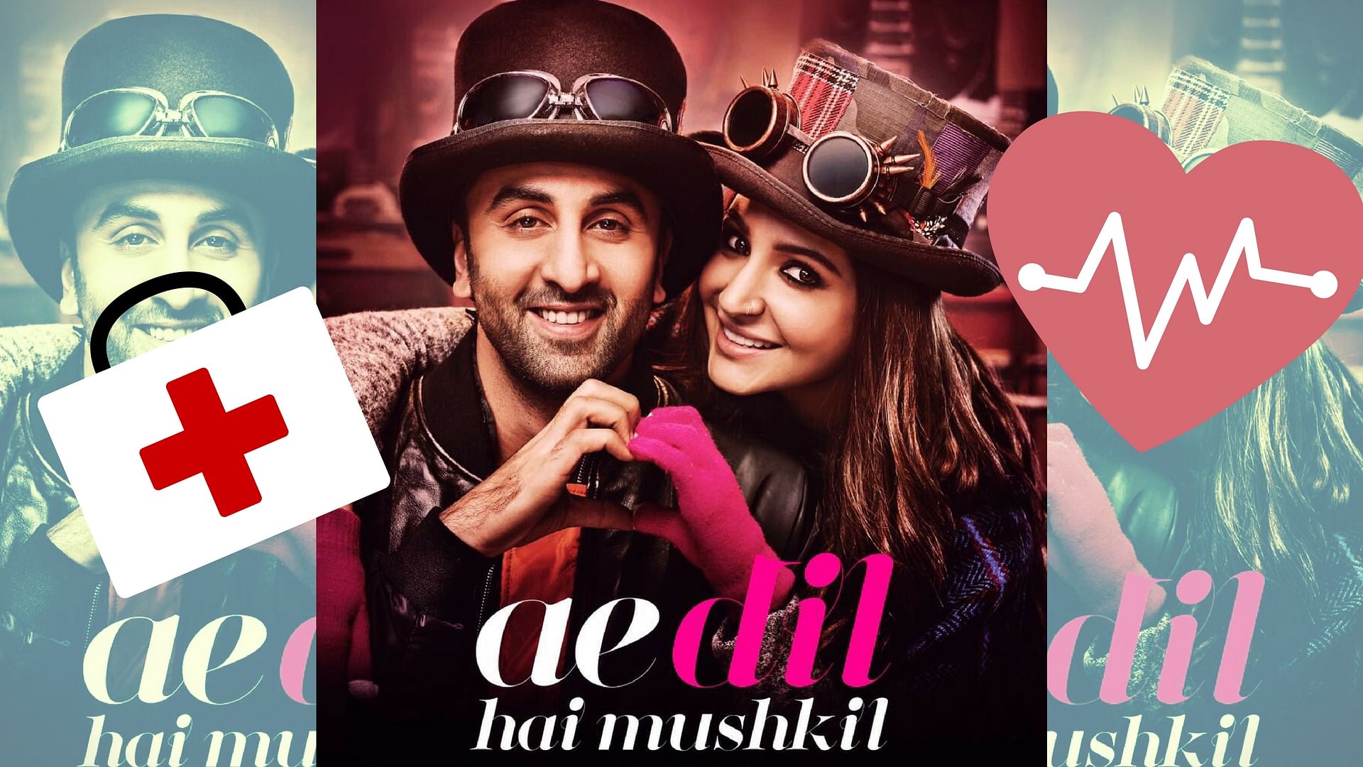 Ranbir Kapoor and Anushka Sharma on the poster of <i>Ae Dil Hai Mushkhil. </i>(Photo courtesy: Twitter, altered by <b>The Quint</b>)