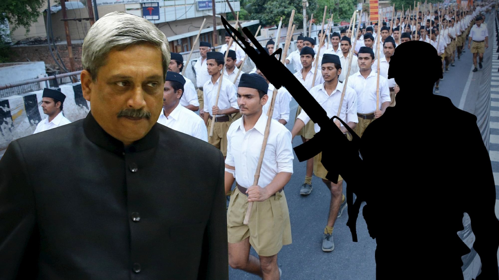 Defence Minister Manohar Parrikar credited the RSS teachings for the surgical strikes on Monday, 18 October 2016. (Photo: <b>The Quint</b>)