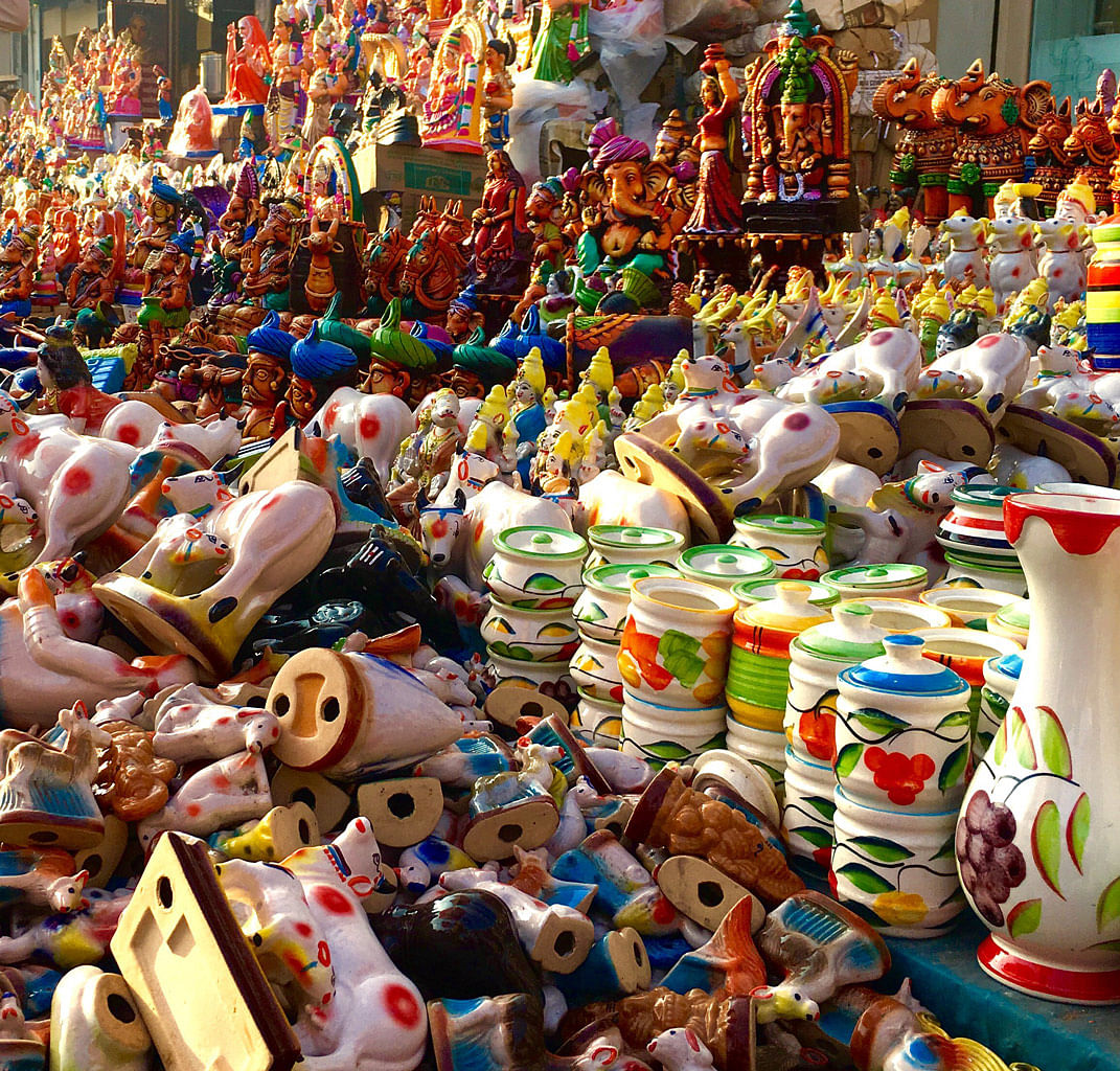 ‘Give me Karthikeya and his two wives’; What you might hear at Mylapore’s doll market. A few stories before sunset.