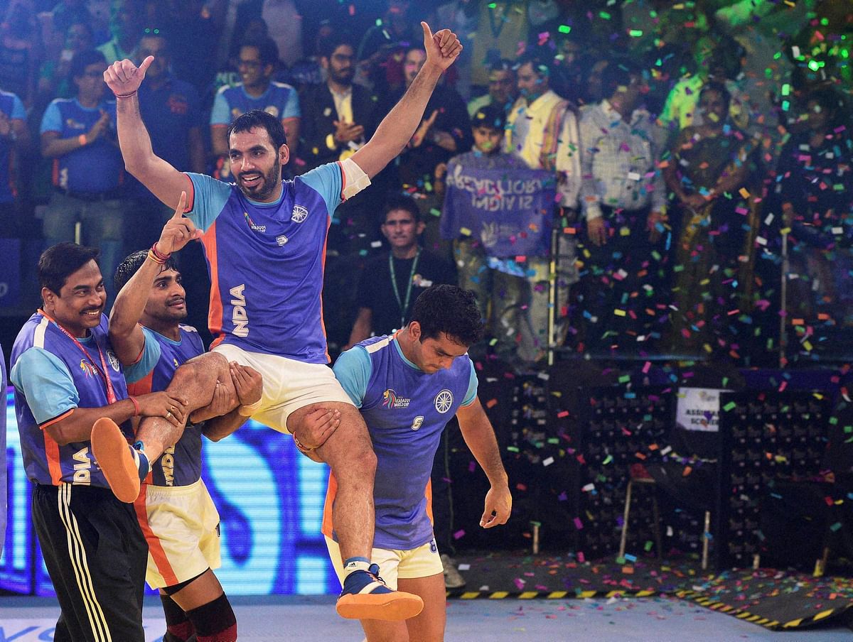 The experienced Ajay Thakur played a crucial role in India’s win with his raiding prowess.