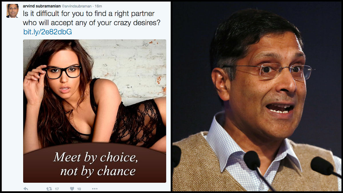 Hacked? Porn Star’s Pic Tweeted From Arvind Subramanian’s Account