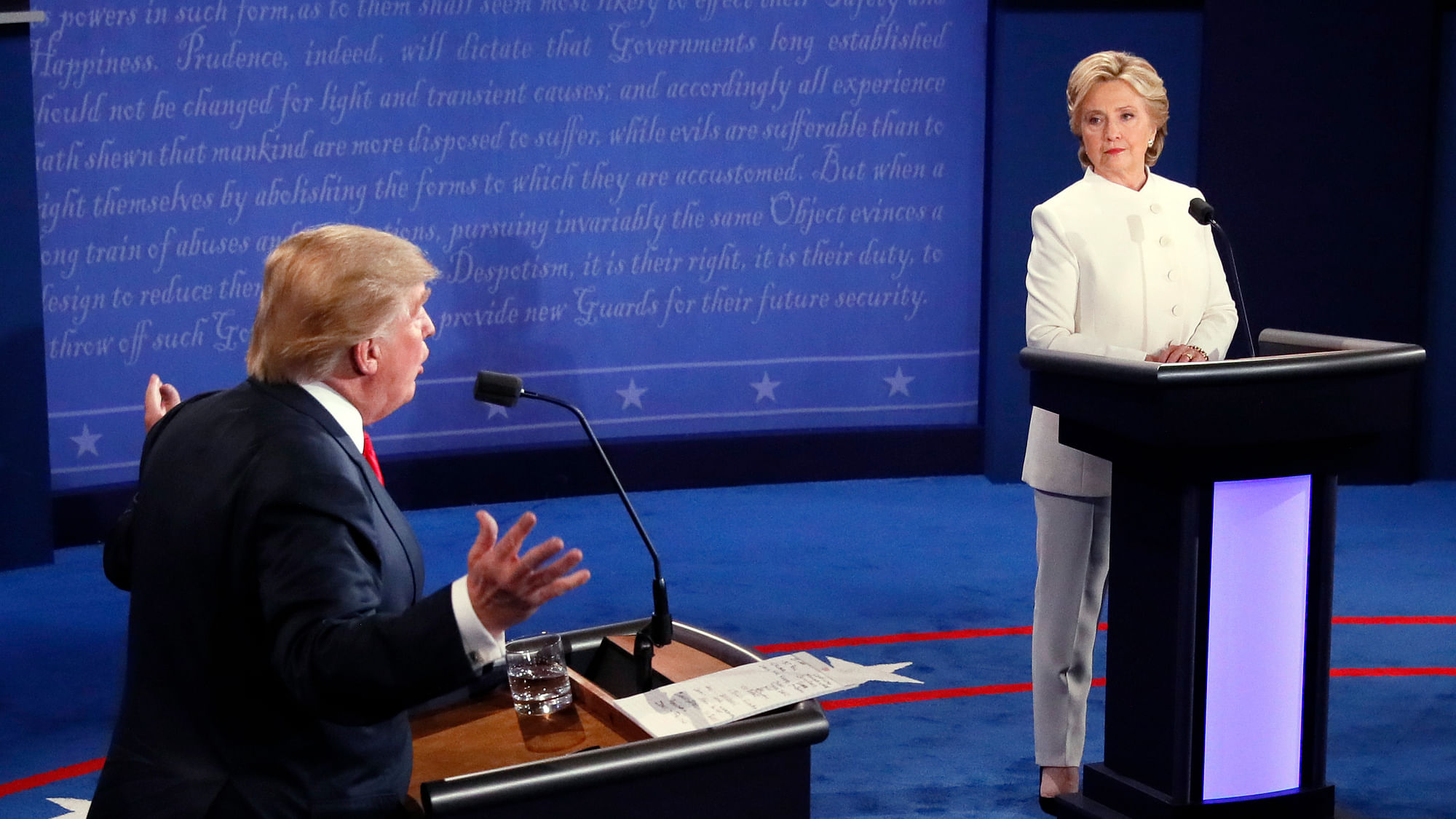 The democratic presidential nominee was speaking in Las Vegas at the final debate with her Republican rival Donald Trump ahead of the election. (Photo: AP)