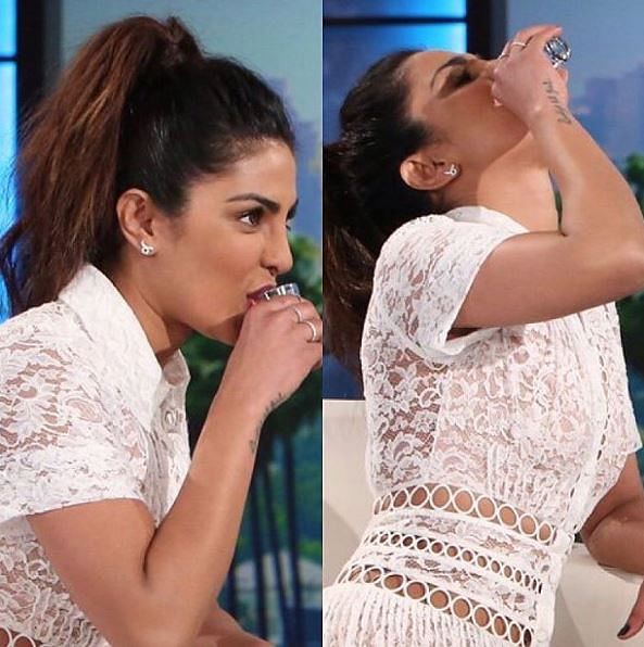 Chopra was talking about how one shot of tequila made her tipsy on the day of the Emmy’s and Ellen got her cue.