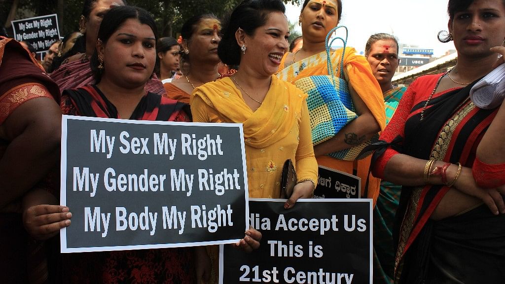 Transgender people took to the streets in Bengaluru to raise their demands regarding the Transgender Persons Bill. (Photo Courtesy: Raksha Kumar)