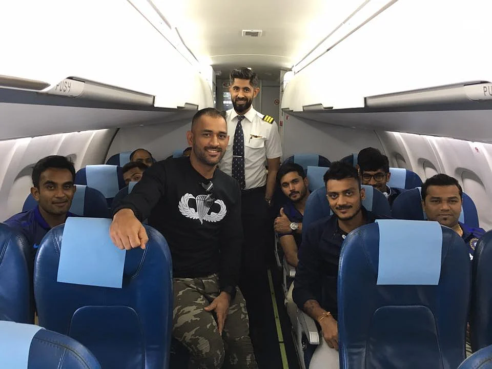 MS Dhoni and members of the Indian ODI team fly to Dharamsala for the opening game on Sunday. (Photo: Facebook.com/BCCI)