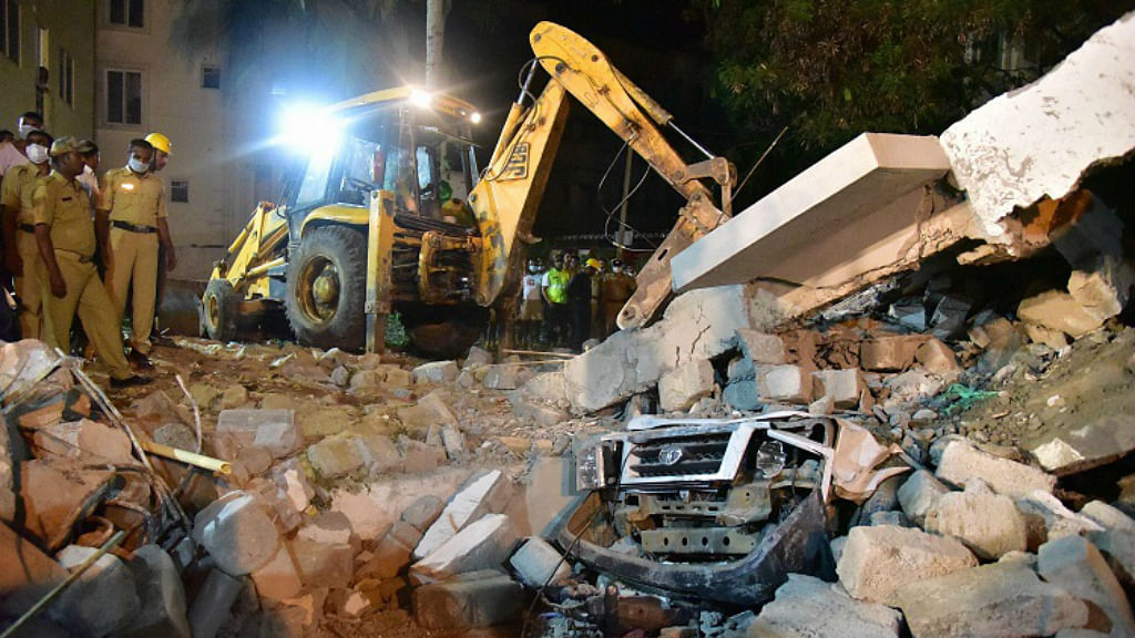 The five-storey building collapsed in Bengaluru on Wednesday. (Photo Courtesy: The News Minute)
