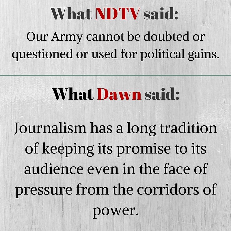 How are NDTV and Dawn handling the aftermath of the surgical strikes?