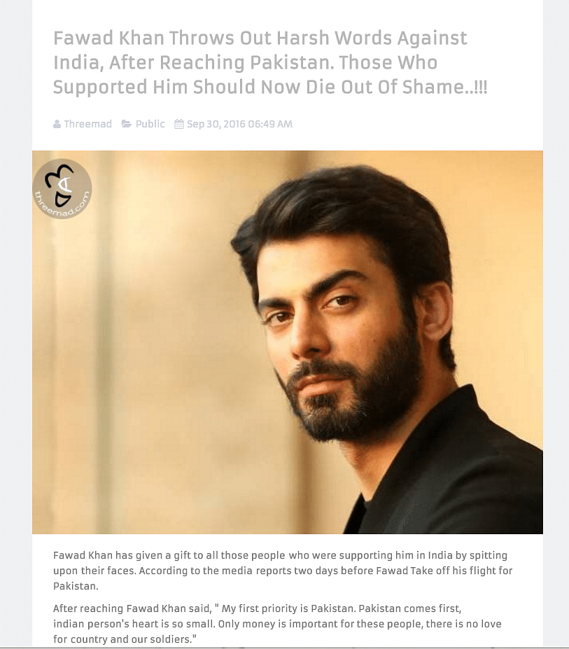 Did Fawad Khan really say all that he is alleged to have said against Bollywood and India? We found out.