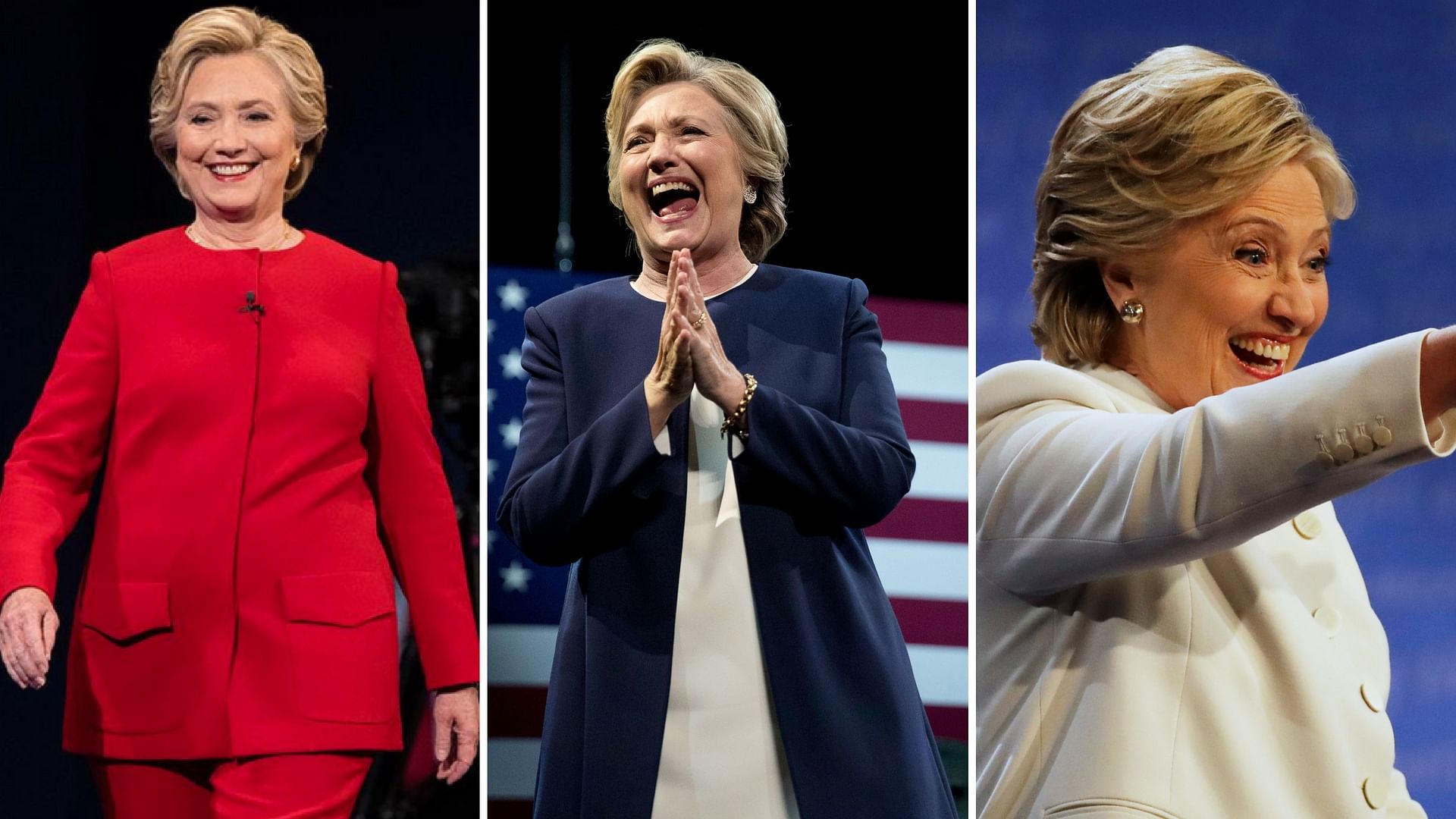 Hillary Clinton and her debate night outfits. (Photo: Altered by <b>The Quint</b>)