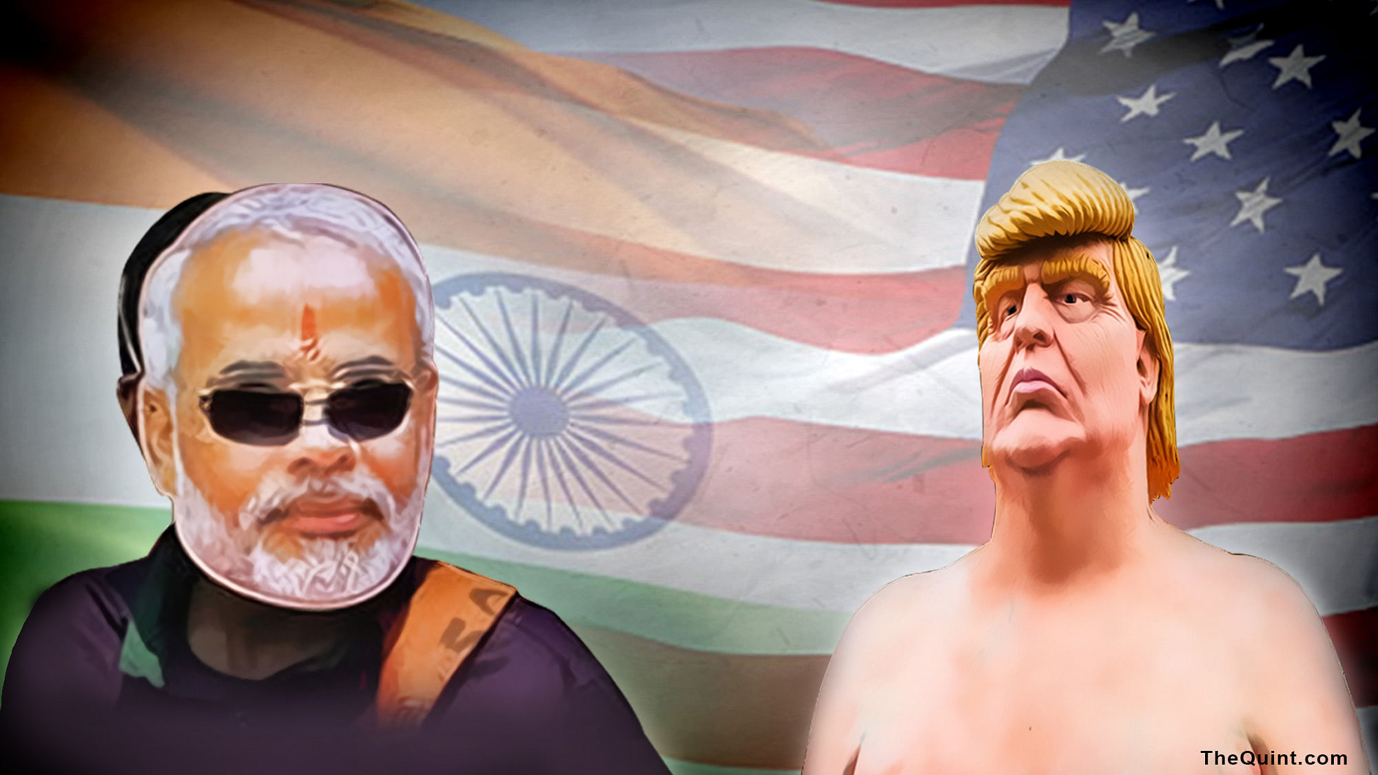 Despite both of them being right-wing politicians, Trump doesn’t mirror Modi’s politics at all. (Photo: Rhythm Seth/ <b>The Quint</b>)