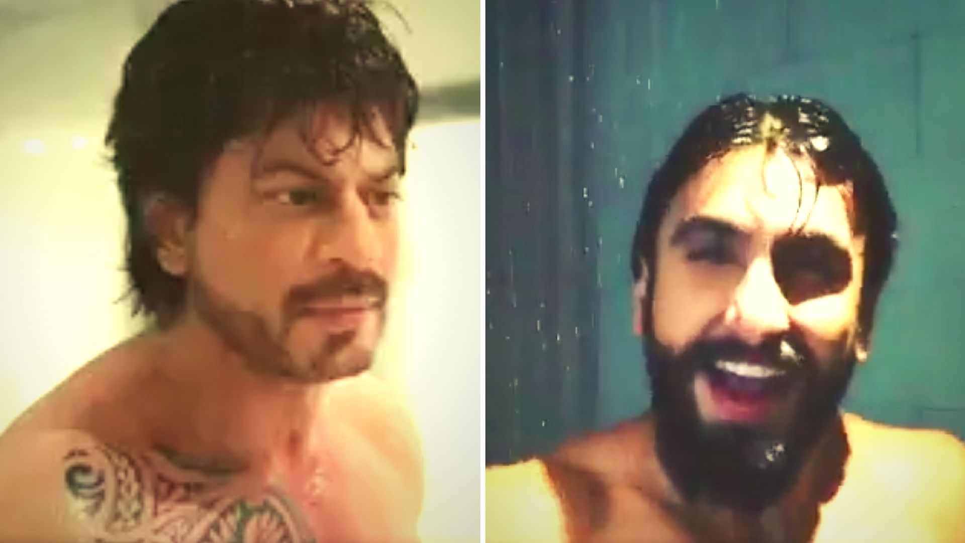 Between Shah Rukh Khan and Ranveer Singh, who do you think looks hotter in a shower? (Photo: YouTube screengrab)  