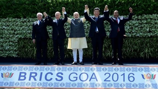 PM Modi and other BRICS leaders at BRICS 2016 summit in Goa. (Photo: PTI)