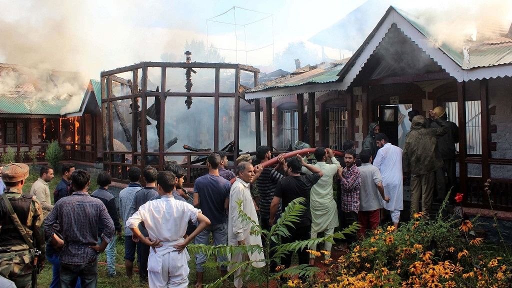 Anantnag’s Hanfia Institute, the oldest in the area, gutted in fire. (Photo: Muneeb Ul Islam)