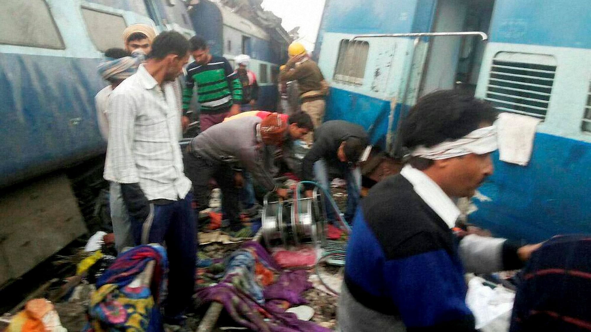 Indore-Patna Express derailed near Pukharayan district of Kanpur, Uttar Pradesh, early on Sunday morning. (Photo: PTI)