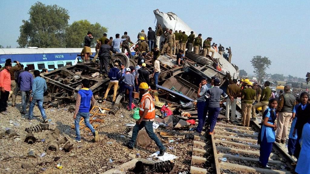 

Rescue and relief works in progress after the Indore-Patna express derailed near Kanpur Dehat on 20 November. (Photo: PTI)