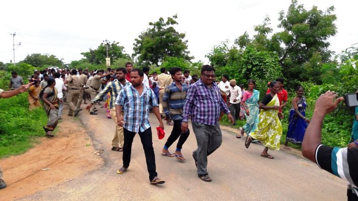 

The villagers of Medak district are protesting against the construction of Mallannasagar Reservoir project.