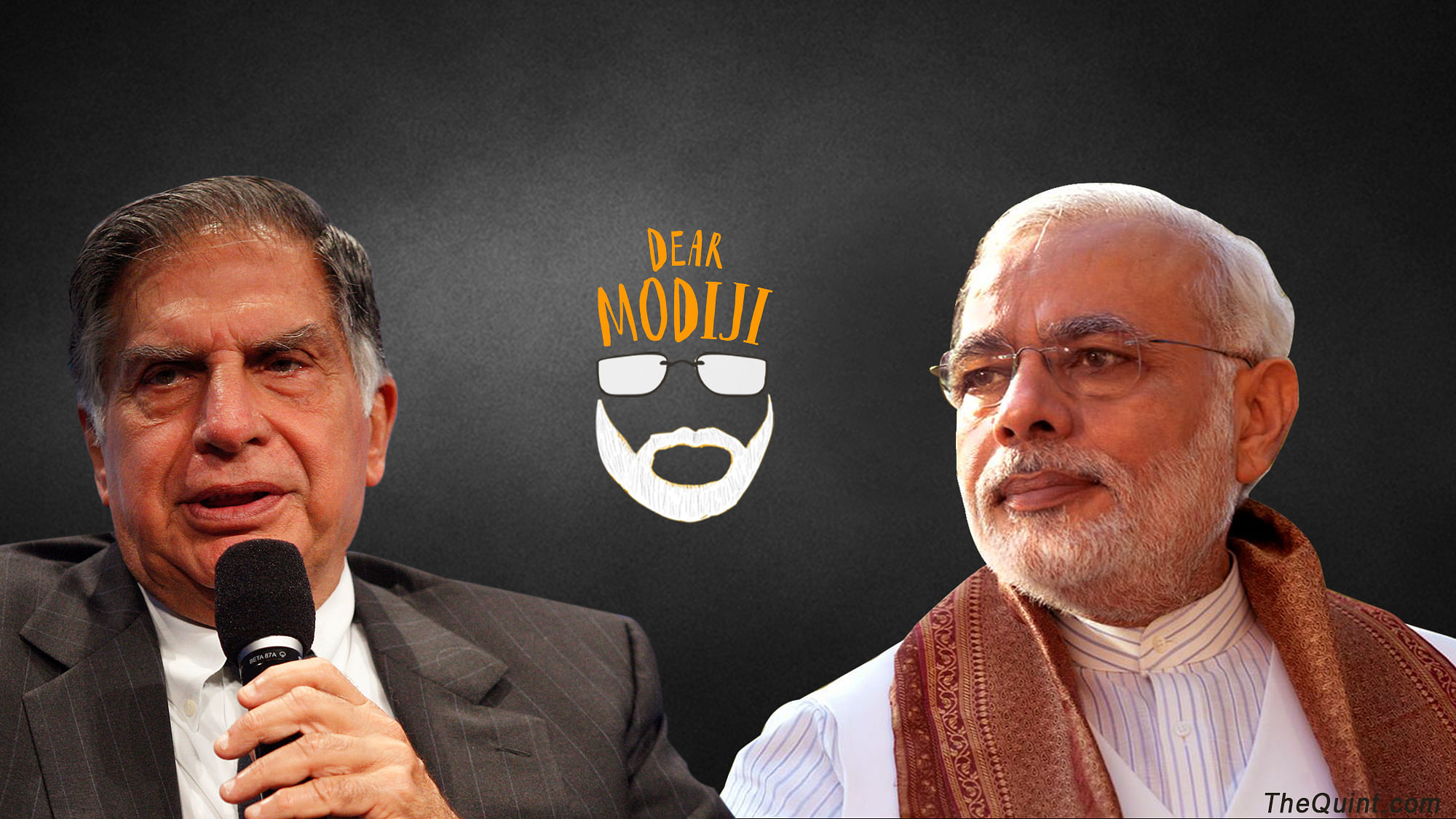 Ratan Tata and Prime Minister Narendra Modi. (Photo: Rhythum Seth/<b>The Quint</b>)