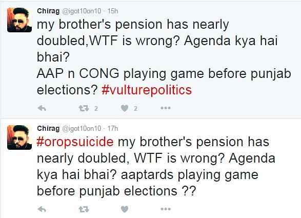 Hawk-eyed Twitter users noticed something rather peculiar amidst all the OROP chatter. 