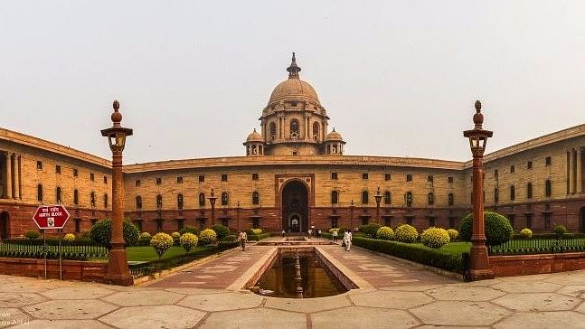 The North block of Central Secretariat building that houses the Ministry of Finance and Ministry of Home Affairs in New Delhi. 