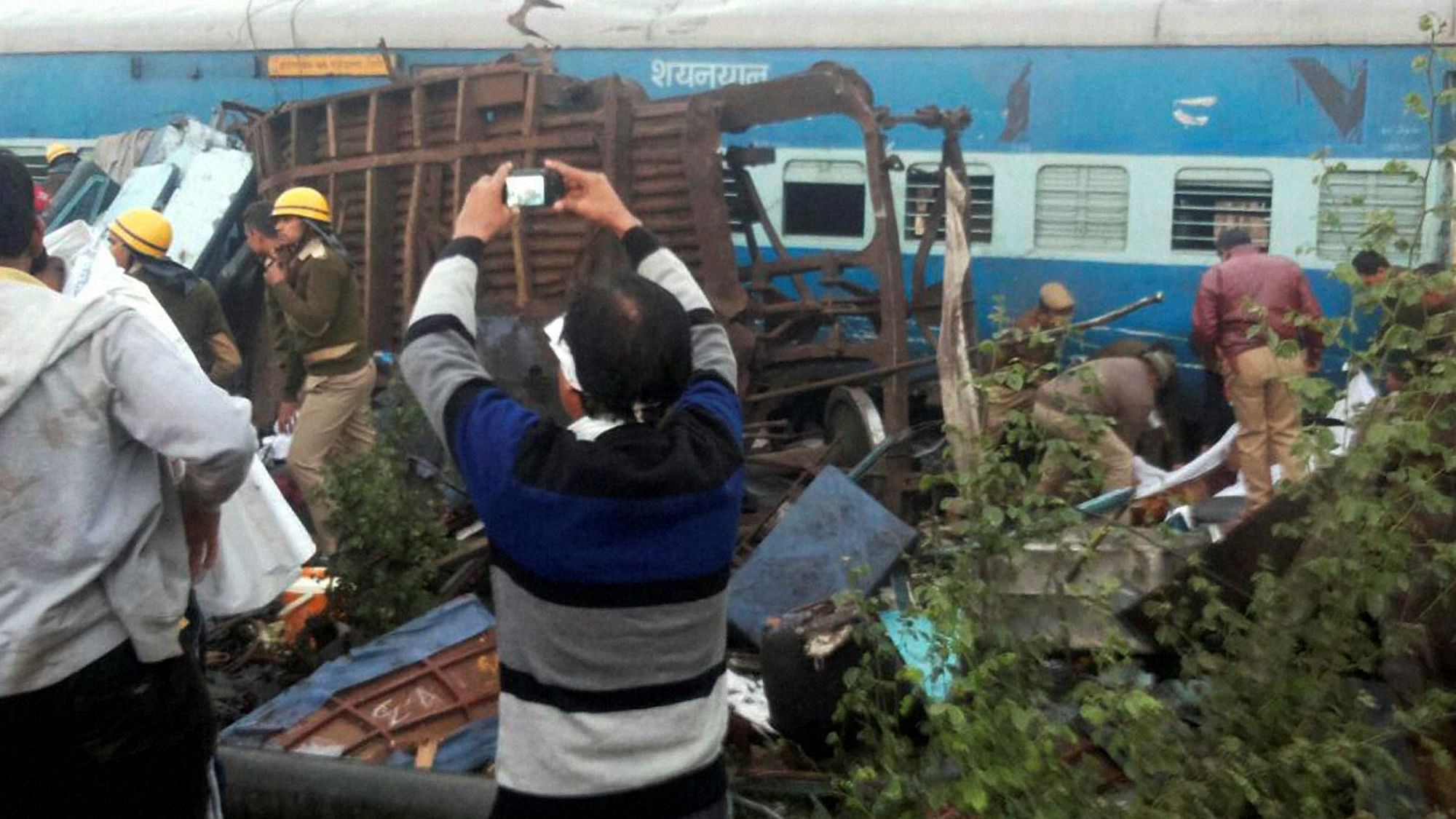 Indore-Patna Express derailed near Pukharayan district of Kanpur, Uttar Pradesh, early on Sunday morning. (Photo: PTI)