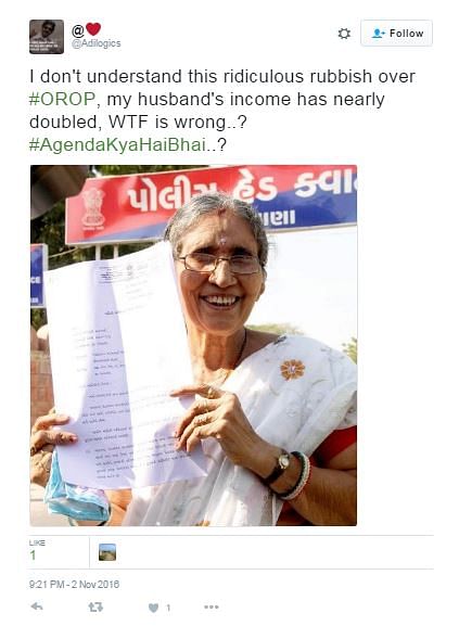 Hawk-eyed Twitter users noticed something rather peculiar amidst all the OROP chatter. 