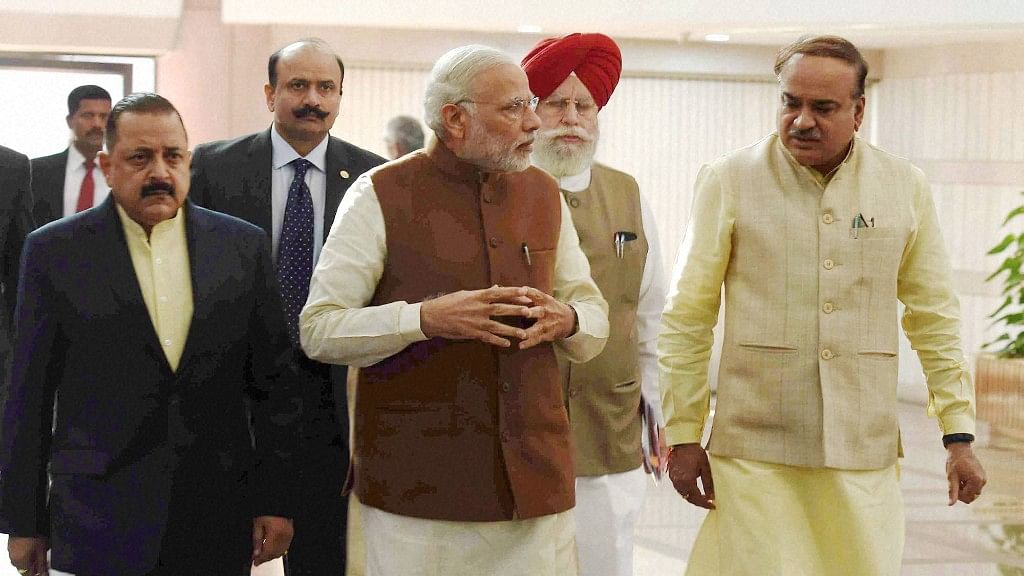 Prime Minister Narendra Modi arrives for the BJP parliamentary party meeting in New Delhi on Tuesday. (Photo: PTI)
