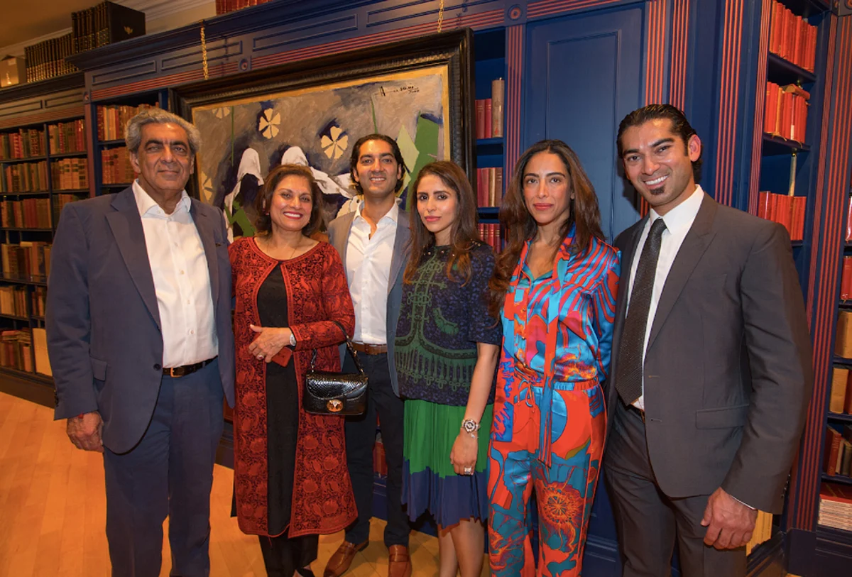Sudhir Choudhrie (left) with his family. (Photo courtesy: <a href="https://www.asian-voice.com/News/UK/London/MF-Husain-The-Journey-of-a-Legend2">Asian Voice</a>)