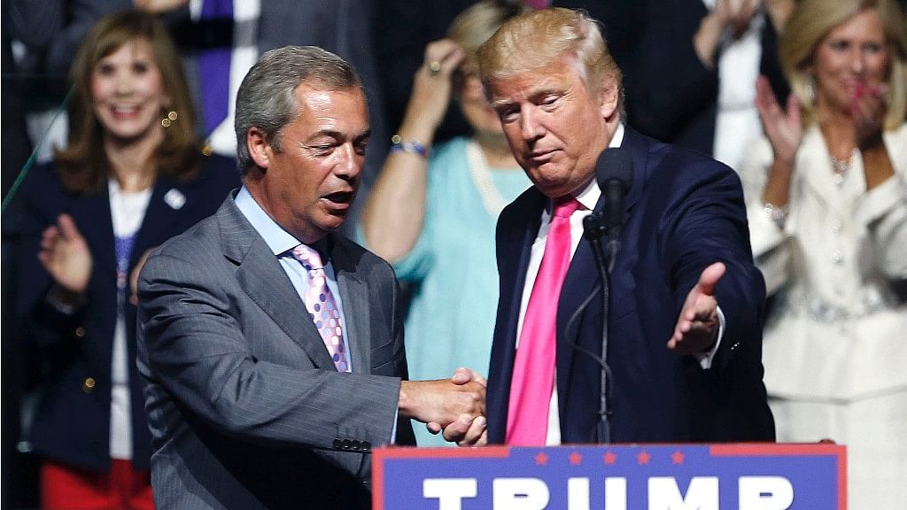 

Donald Trump (R) welcomes pro-Brexit British politician Nigel Farage (L), to speak at a campaign rally in Jackson, Missisipi. (Photo: AP)
