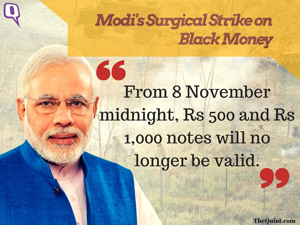 In a surprise announcement, Modi declared that Rs 500 and Rs 1,000 notes will be scrapped.