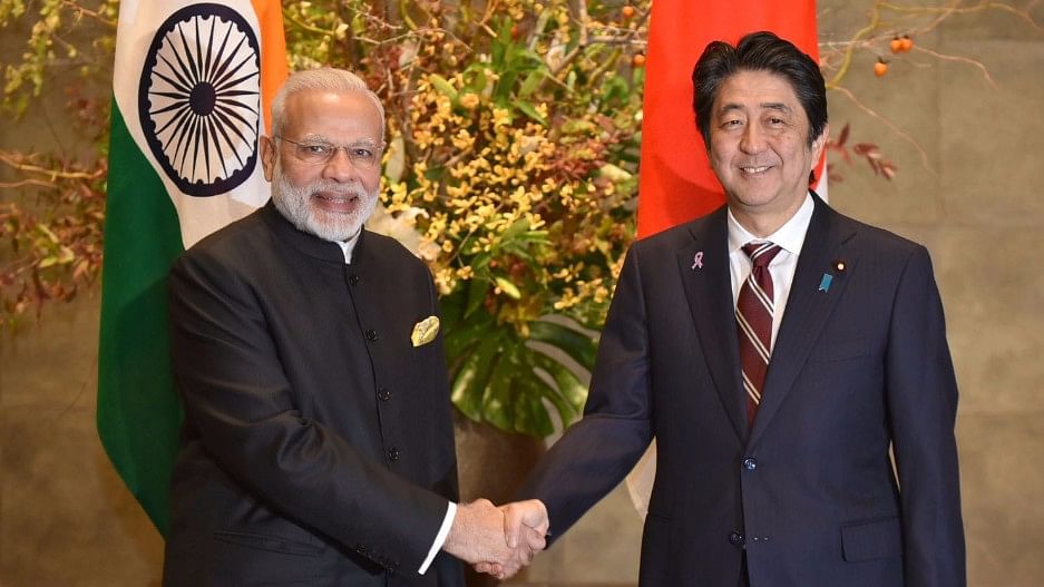  Prime Minister Narendra Modi with Japanese PM Shinzo Abe at Kantei, the Japanese Prime Minister’s official residence, in Tokyo on Friday. (Photo: IANS)