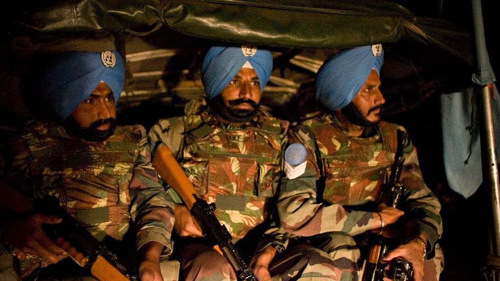 File photo of Indian United Nations peacekeepers conducting a night patrol in Goma in eastern Congo in 2009. Photo used for representational purpose.&nbsp;