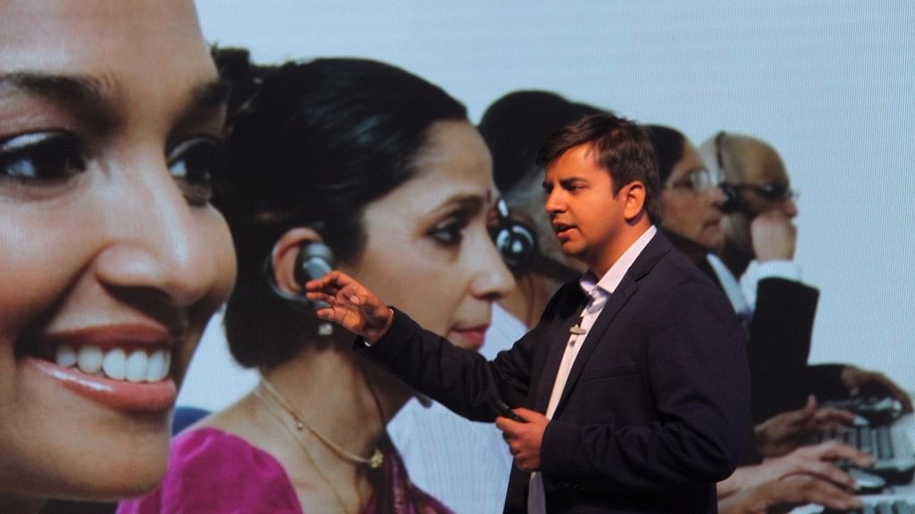 Ola’s co-founder and CEO Bhavish Aggarwal addresses during the launch. (Photo :IANS)