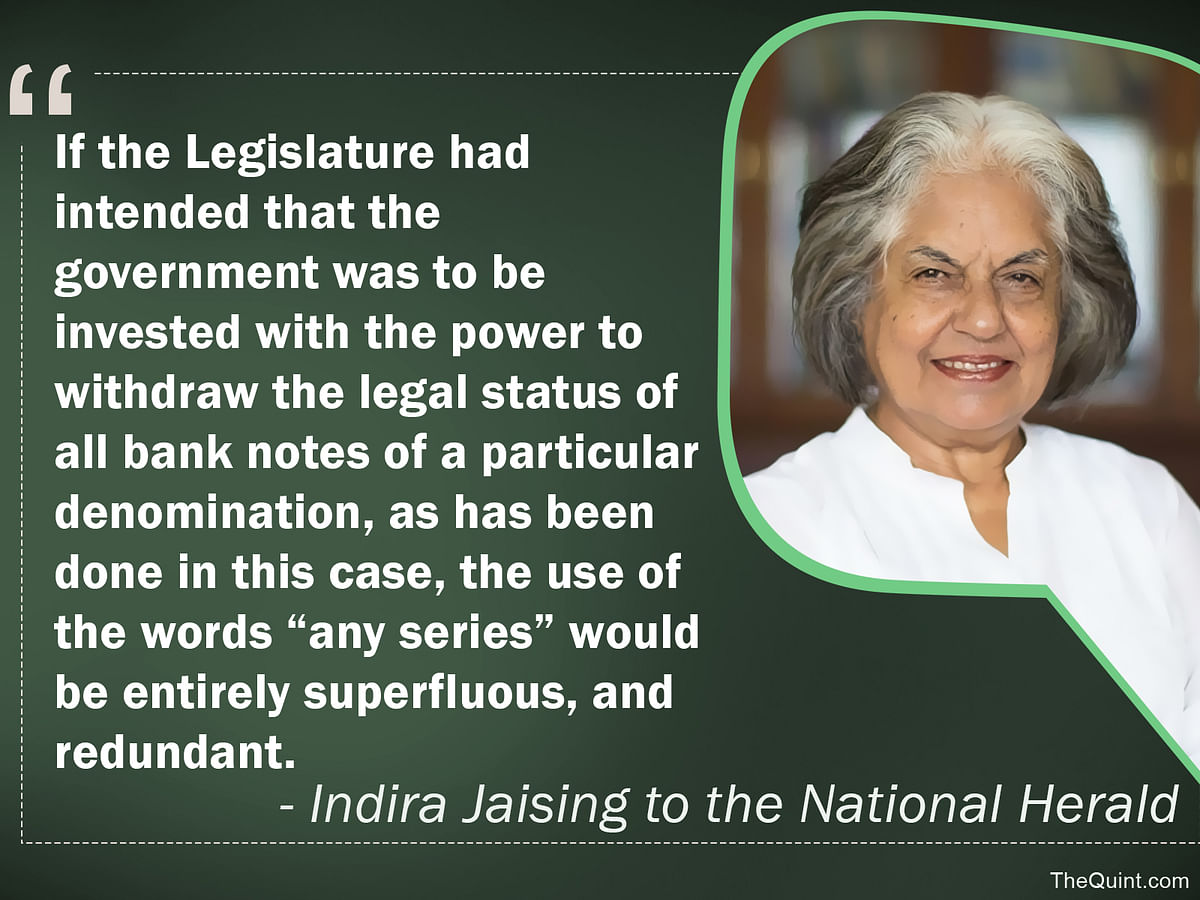 

Citing Section 26(2) of RBI Act and the lack of an Ordinance, Jaising has questioned the legality of note ban. 