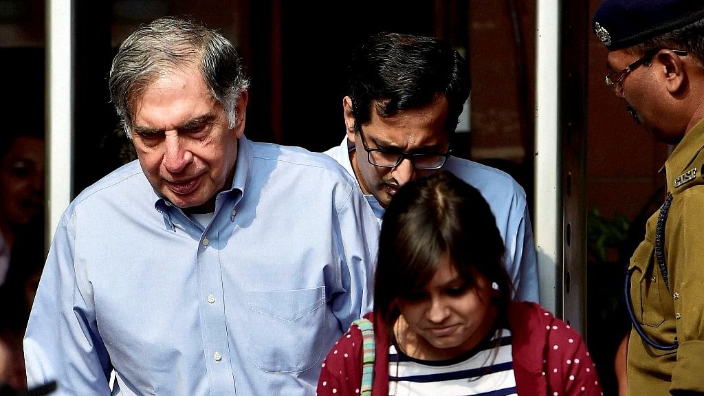 Tata Sons Chairman Ratan Tata comes out of the Finance Ministry after meeting Finance Minister Arun Jaitley in New Delhi on Tuesday. (Photo: PTI)