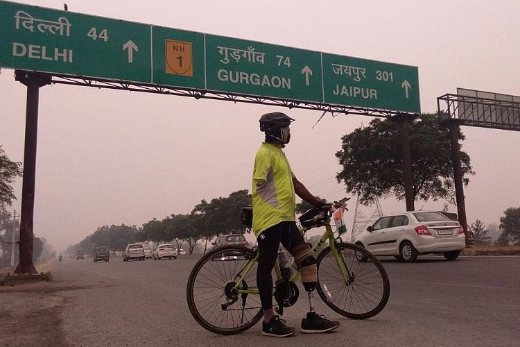 Despite losing a hand and a leg, Shekar Goud is an accomplished marathoner and long-distance cyclist.